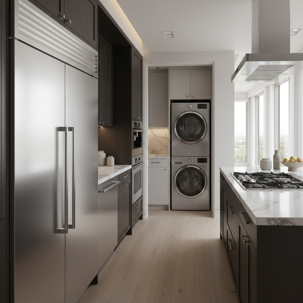 Premium Miele-style household appliances in a luxury home